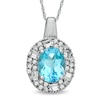 Thumbnail Image 0 of Oval Blue Topaz and Lab-Created White Sapphire Pendant in 10K White Gold