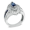 Thumbnail Image 1 of Marquise Lab-Created Blue Sapphire and White Sapphire Ring in 10K White Gold