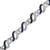 Thumbnail Image 1 of Blue Sapphire and 1/3 CT. T.W. Diamond Swirl Bracelet in Sterling Silver