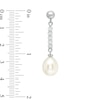 Thumbnail Image 1 of 9.0 - 9.5mm Cultured Freshwater Pearl and Diamond-Cut Bead Drop Earrings in Sterling Silver