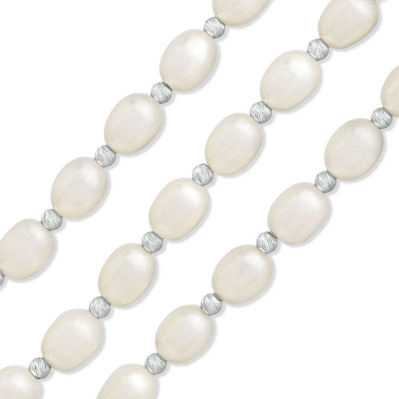 6.07.0mm Cultured Freshwater Pearl Three Strand Bracelet with Box