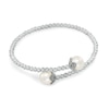 Thumbnail Image 1 of 8.5-9.0mm Freshwater Cultured Pearl and Diamond-Cut Bead Bypass Flex Bangle in Sterling Silver