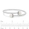 Thumbnail Image 1 of 8.5-9.0mm Freshwater Cultured Pearl and Diamond-Cut Bead Bypass Flex Bangle in Sterling Silver