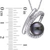 Thumbnail Image 2 of 9.0 - 9.5mm Black Cultured Tahitian Pearl and 1/4 CT. T.W. Diamond Swirl Pendant in 10K White Gold - 17"