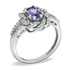 Thumbnail Image 2 of Oval Tanzanite and 3/8 CT. T.W. Diamond Frame Ring in 10K White Gold