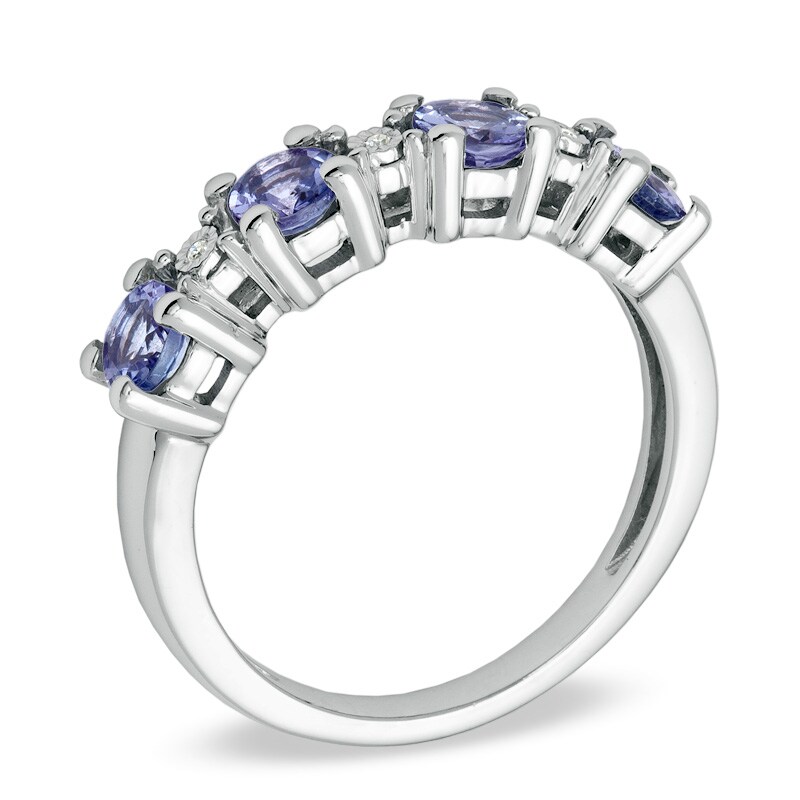 Tanzanite and Diamond Accent Ring in 10K White Gold