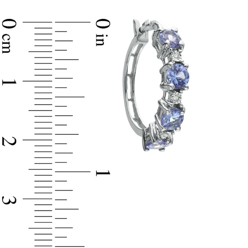 Main Image 2 of Tanzanite and Diamond Accent Hoop Earrings in 10K White Gold