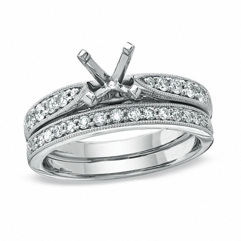 1/3 CT. T.W. Diamond Semi-Mount Bridal Set in 14K White Gold