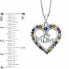 Thumbnail Image 2 of Multi-Gemstone and Diamond Accent Heart-Shaped &quot;Mom&quot; Pendant in Sterling Silver