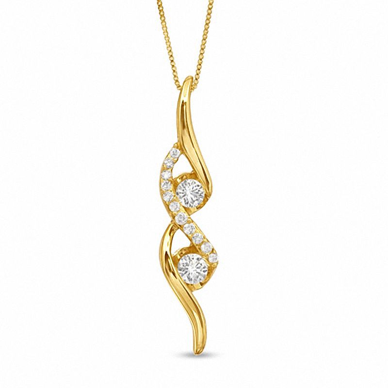 Main Image 1 of Sirena™ 1/4 CT. T.W. Diamond Double Swirl Pendant in 14K Gold
