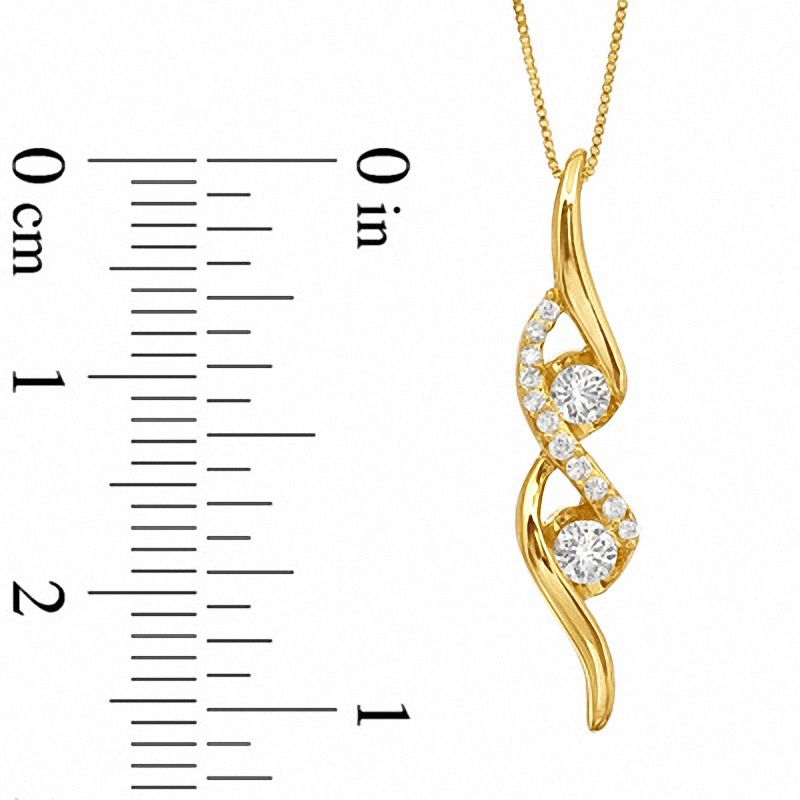 Main Image 2 of Sirena™ 1/4 CT. T.W. Diamond Double Swirl Pendant in 14K Gold