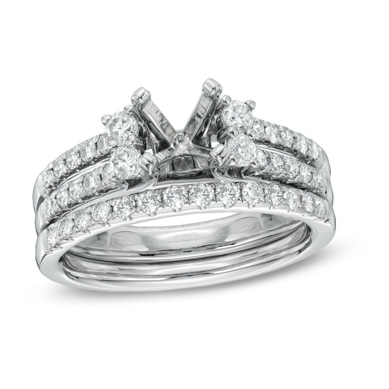 3/4 CT. T.W. Diamond Semi-Mount Bridal Set in 14K White Gold
