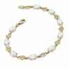 Thumbnail Image 2 of Lab-Created Opal and Diamond Accent Bracelet in 10K Two-Tone Gold