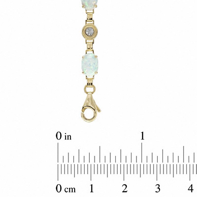 Lab-Created Opal and Diamond Accent Bracelet in 10K Two-Tone Gold