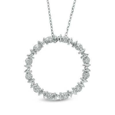 Diamond Accent Mom Circle Pendant in 