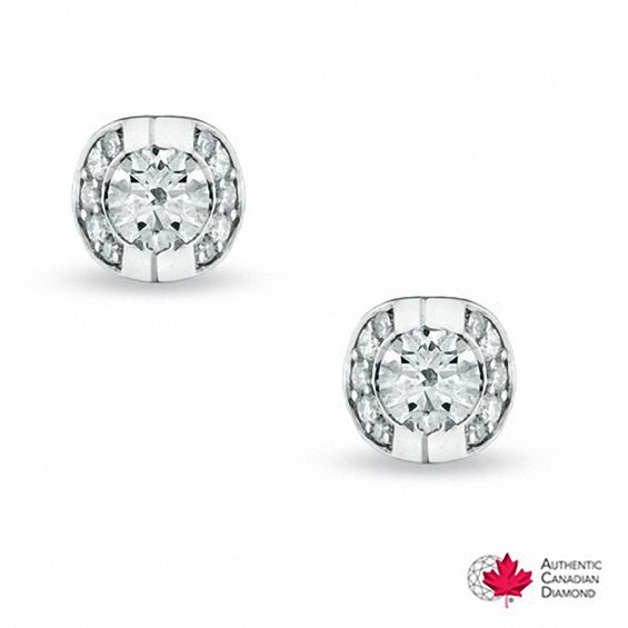 1 2 Ct T W Certified Canadian Diamond Earrings In 14k White Gold T W Certified Canadian Diamond Earrings In 14k White Gold I