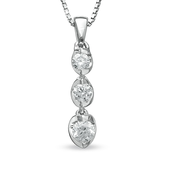 1/4 CT. T.w. Certified Canadian Diamond Three Stone Pendant in 14K White Gold (I/I2)