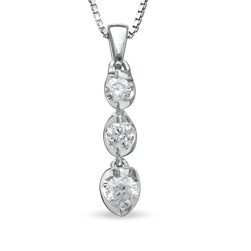 Main Image 1 of 1/4 CT. T.W. Certified Canadian Diamond Three Stone Pendant in 14K White Gold (I/I2)