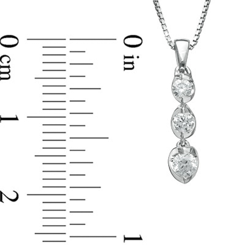 Main Image 2 of 1/4 CT. T.W. Certified Canadian Diamond Three Stone Pendant in 14K White Gold (I/I2)