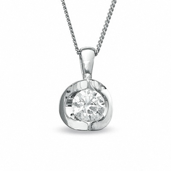 1/5 CT. Certified Canadian Diamond Solitaire Pendant in 14K White Gold ...