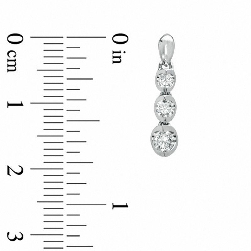 Main Image 2 of 1/2 CT. T.W. Certified Canadian Diamond Three Stone Drop Earrings in 14K White Gold (I/I2)