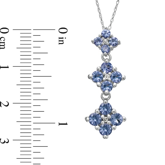 Tanzanite and Diamond Accent Flower Drop Pendant in 10K White Gold