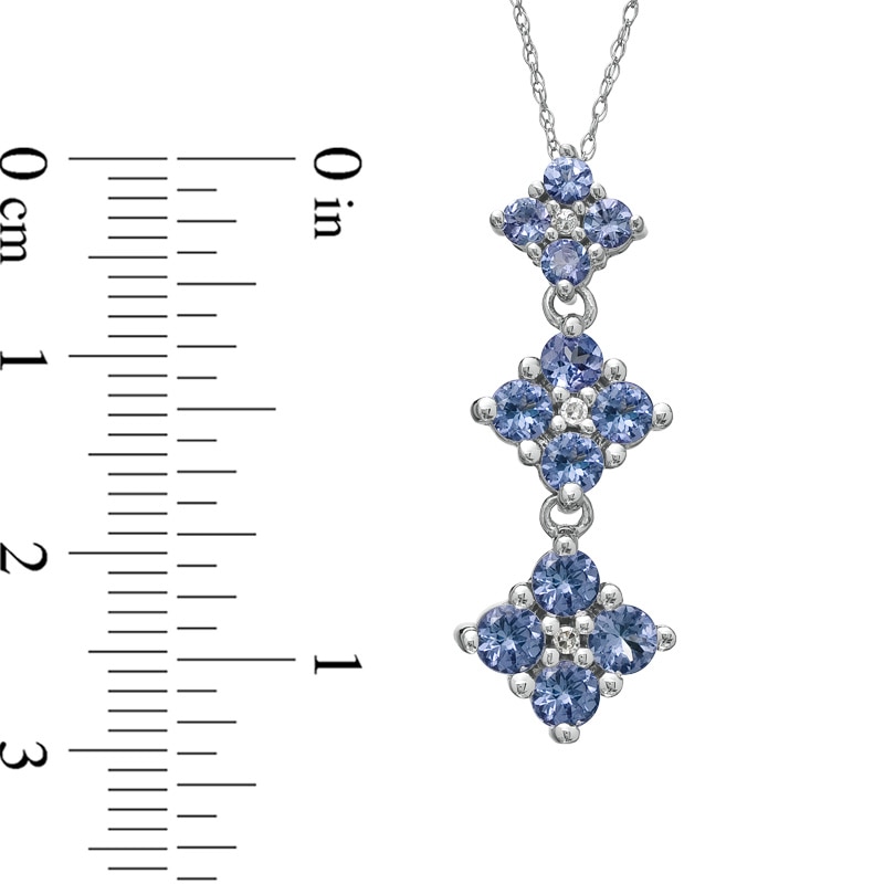 Main Image 2 of Tanzanite and Diamond Accent Flower Drop Pendant in 10K White Gold