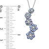 Thumbnail Image 2 of Tanzanite and Diamond Accent Flowing Flower Drop Pendant in 10K White Gold