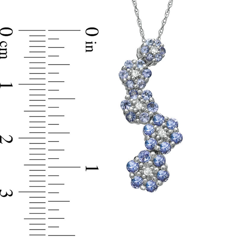 Main Image 2 of Tanzanite and Diamond Accent Flowing Flower Drop Pendant in 10K White Gold