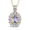 Thumbnail Image 1 of Oval Tanzanite and Diamond Accent Frame Pendant in 10K Gold