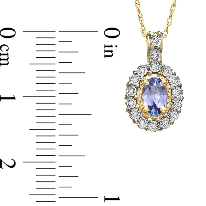Main Image 2 of Oval Tanzanite and Diamond Accent Frame Pendant in 10K Gold