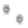 Thumbnail Image 1 of Oval Tanzanite and Diamond Accent Frame Stud Earrings in 10K Gold