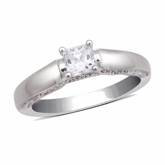 5/8 CT. T.w. Princess-Cut Diamond Solitaire Engagement Ring in 14K White Gold