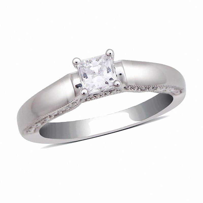 5/8 CT. T.W. Princess-Cut Diamond Solitaire Engagement Ring in 14K White Gold