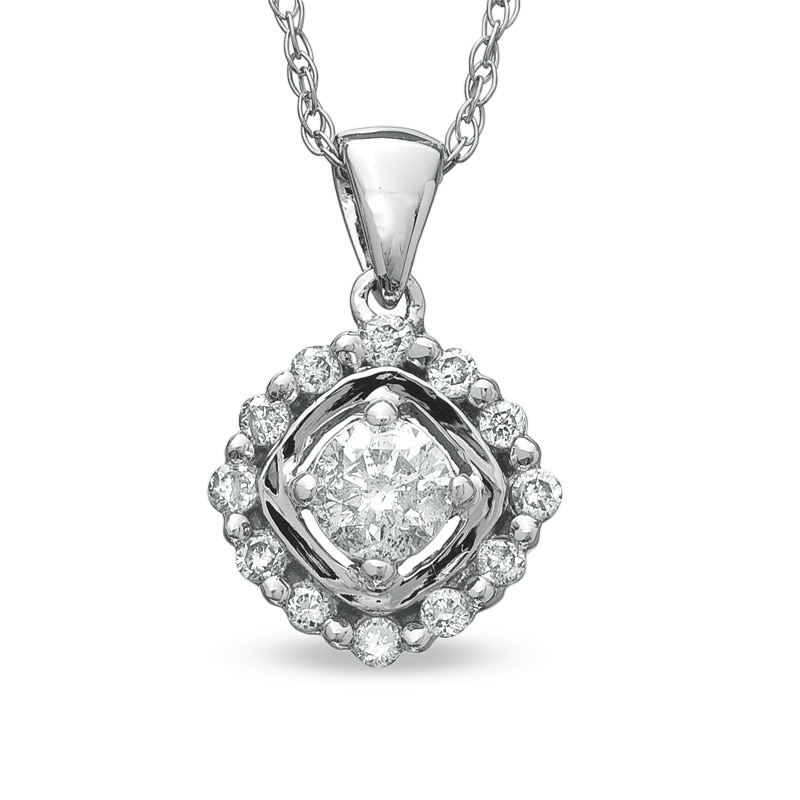 Main Image 1 of 1/4 CT. T.W. Diamond Frame Pendant in 10K White Gold