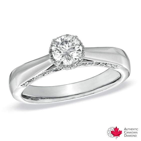 3/4 CT. T.w. Certified Canadian Diamond Solitaire Frame Engagement Ring in 14K White Gold (I/I1)