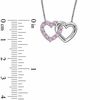 Thumbnail Image 2 of Lab-Created Pink Sapphire Double Heart Pendant in Sterling Silver