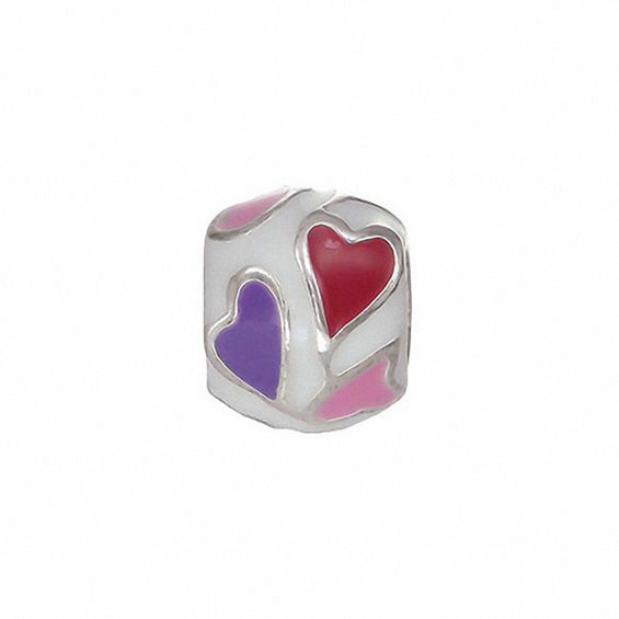 Persona® Sterling Silver Purple, Red and Pink Heart Enamel Charm