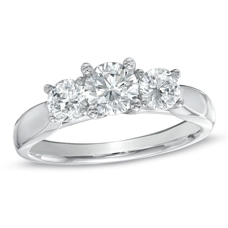 Main Image 1 of For Eternity 1-1/3 CT. T.W. Diamond Three Stone Engagement Ring in 14K White Gold