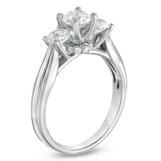 For Eternity 1-1/3 CT. T.w. Diamond Three Stone Engagement Ring in 14K White Gold