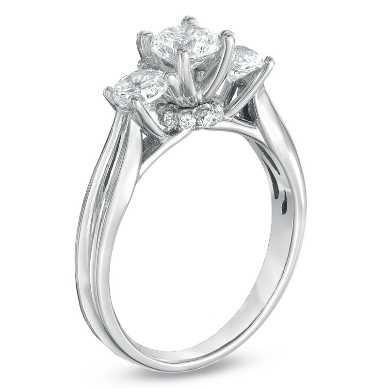 For Eternity 1-1/3 CT. T.W. Diamond Three Stone Engagement Ring in 14K White Gold