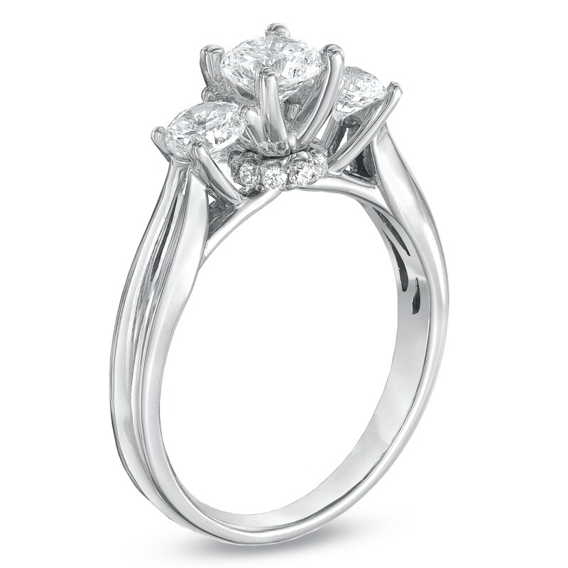 Main Image 2 of For Eternity 1-1/3 CT. T.W. Diamond Three Stone Engagement Ring in 14K White Gold
