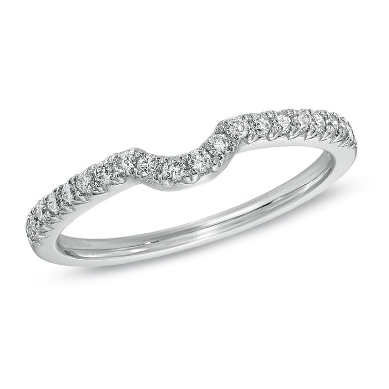For Eternity 1/4 CT. T.W. Diamond Contour Wedding Band in 14K White Gold