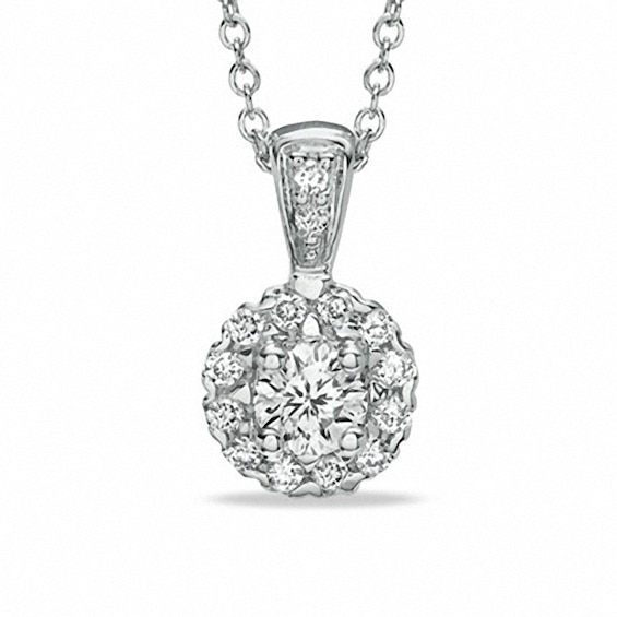Celebration LuxÂ® 1/2 CT. T.w. Certified Diamond Frame Pendant in 14K White Gold (I/Si2)