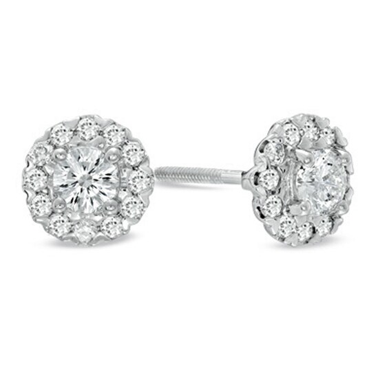 Celebration Lux® 5/8 CT. T.w. Certified Diamond Frame Earrings in 14K White Gold (I/Si2)