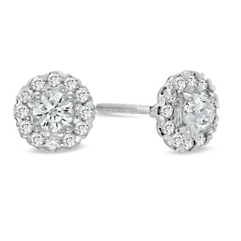 Main Image 1 of Celebration Lux® 5/8 CT. T.W. Certified Diamond Frame Earrings in 14K White Gold (I/SI2)