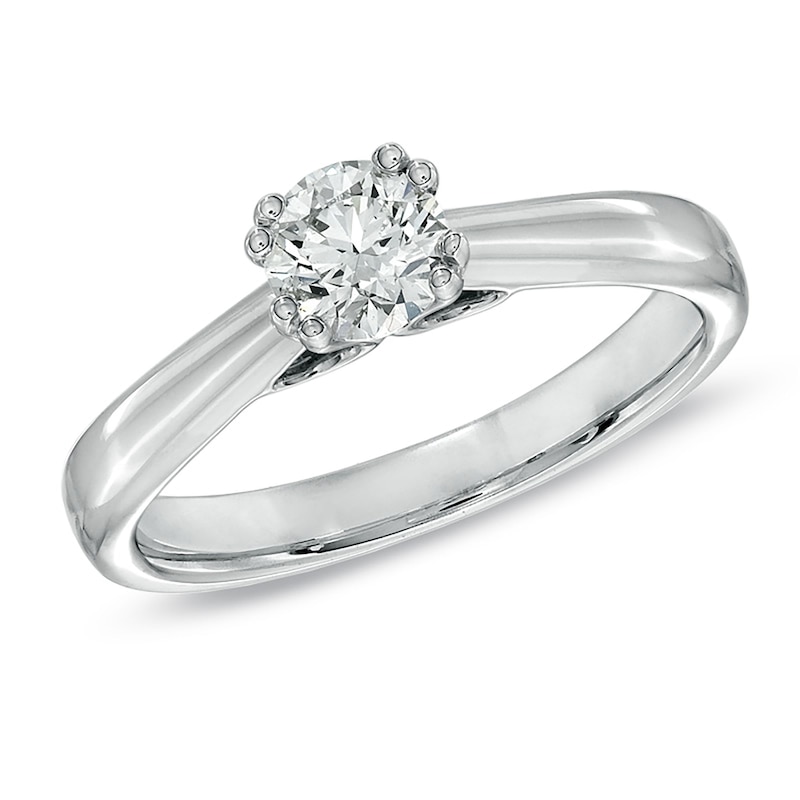 Main Image 1 of 1/2 CT. Certified Canadian Diamond Solitaire Engagement Ring in 18K White Gold (I/SI2)