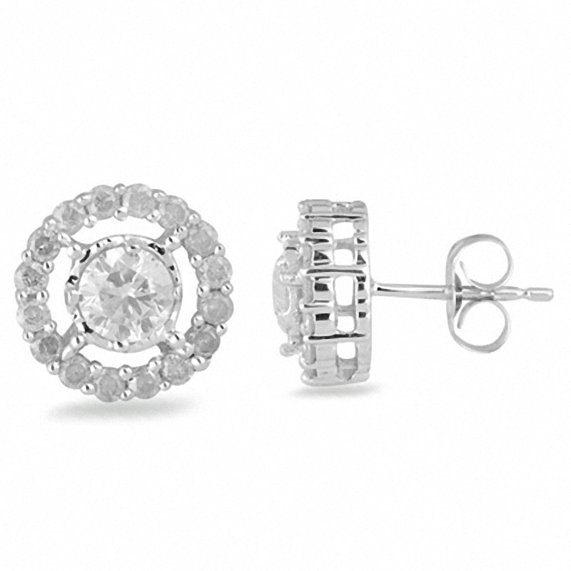 Main Image 1 of 1 CT. T.W. Diamond Frame Stud Earrings in 10K White Gold