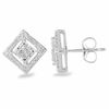 Thumbnail Image 1 of 1 CT. T.W. Princess-Cut Diamond Frame Stud Earrings in 10K White Gold