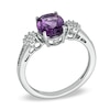 Thumbnail Image 2 of Oval Amethyst and 1/10 CT. T.W. Diamond Ring in 10K White Gold